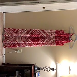 Long red and white dress